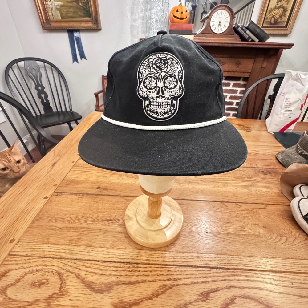 Kings & Crowns Sugar Skulls Black Snapback Hat Serape Underbrim Rope Cap